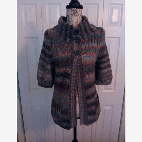 Express Tops - Express Multi Color Short Sleeve Knit Sweater Top